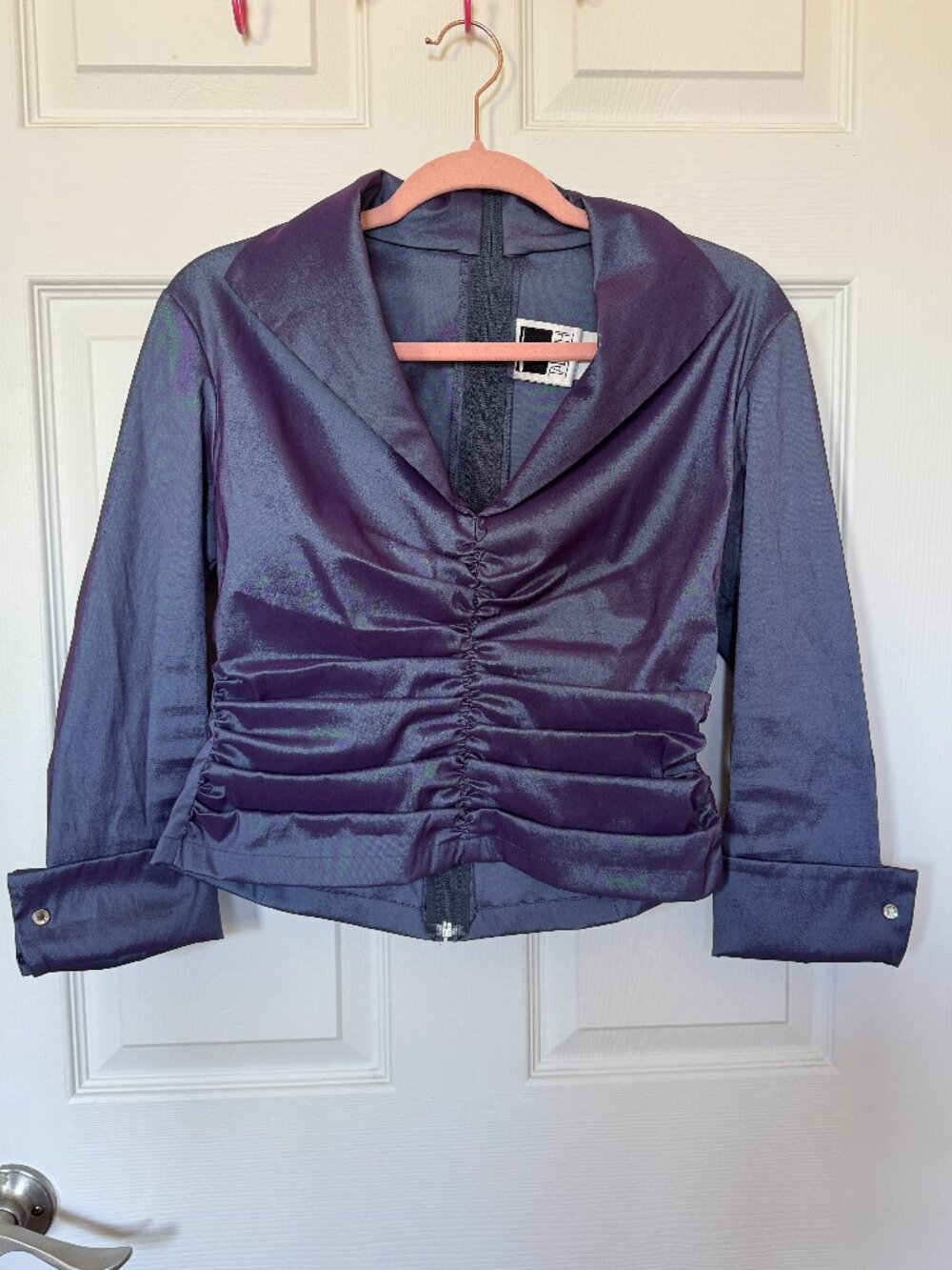 Vintage Tadashi Iridescent Blue Purple Blouse Size 8